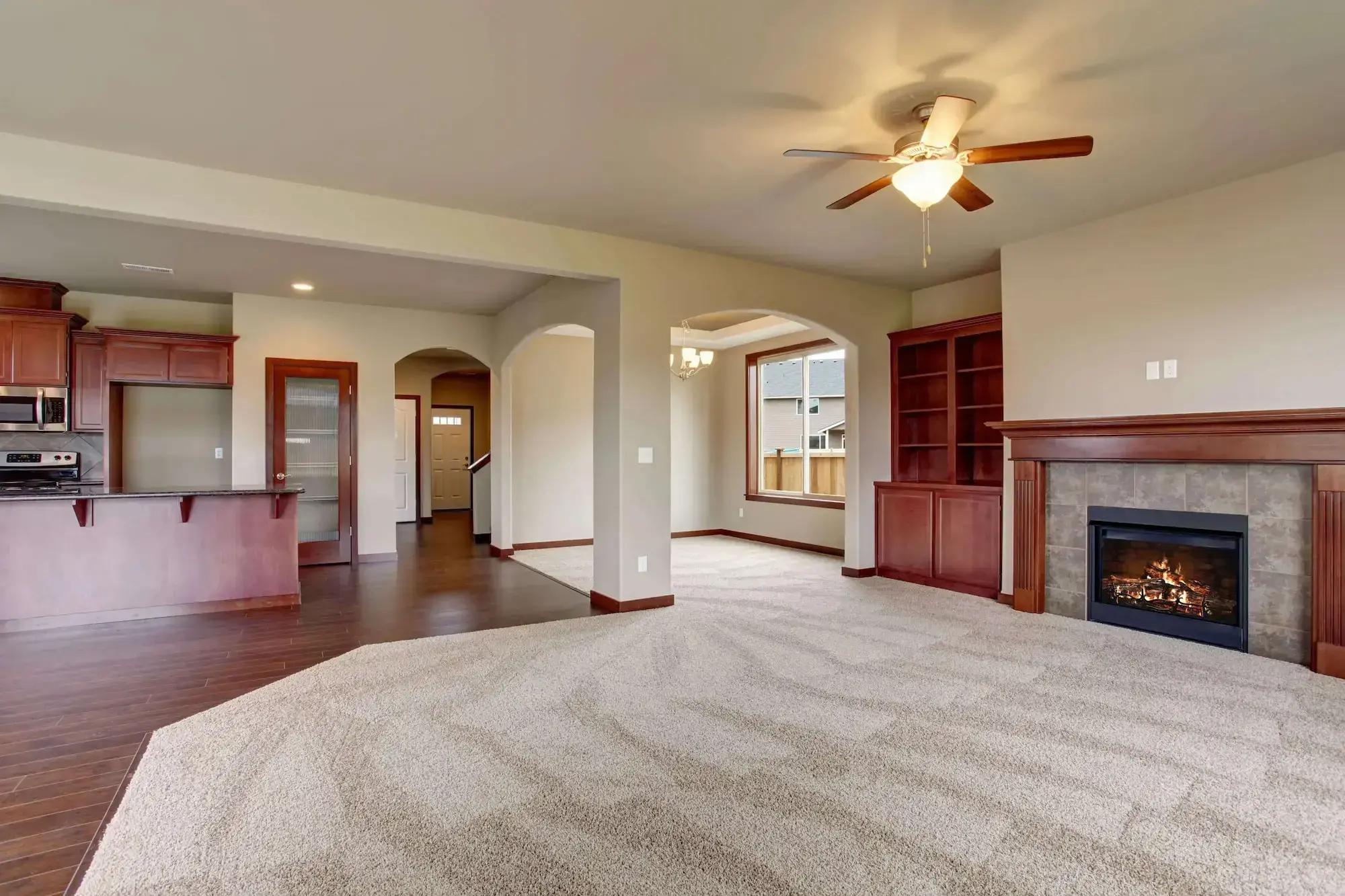 Imagery of living room with fresh cleaned carpet