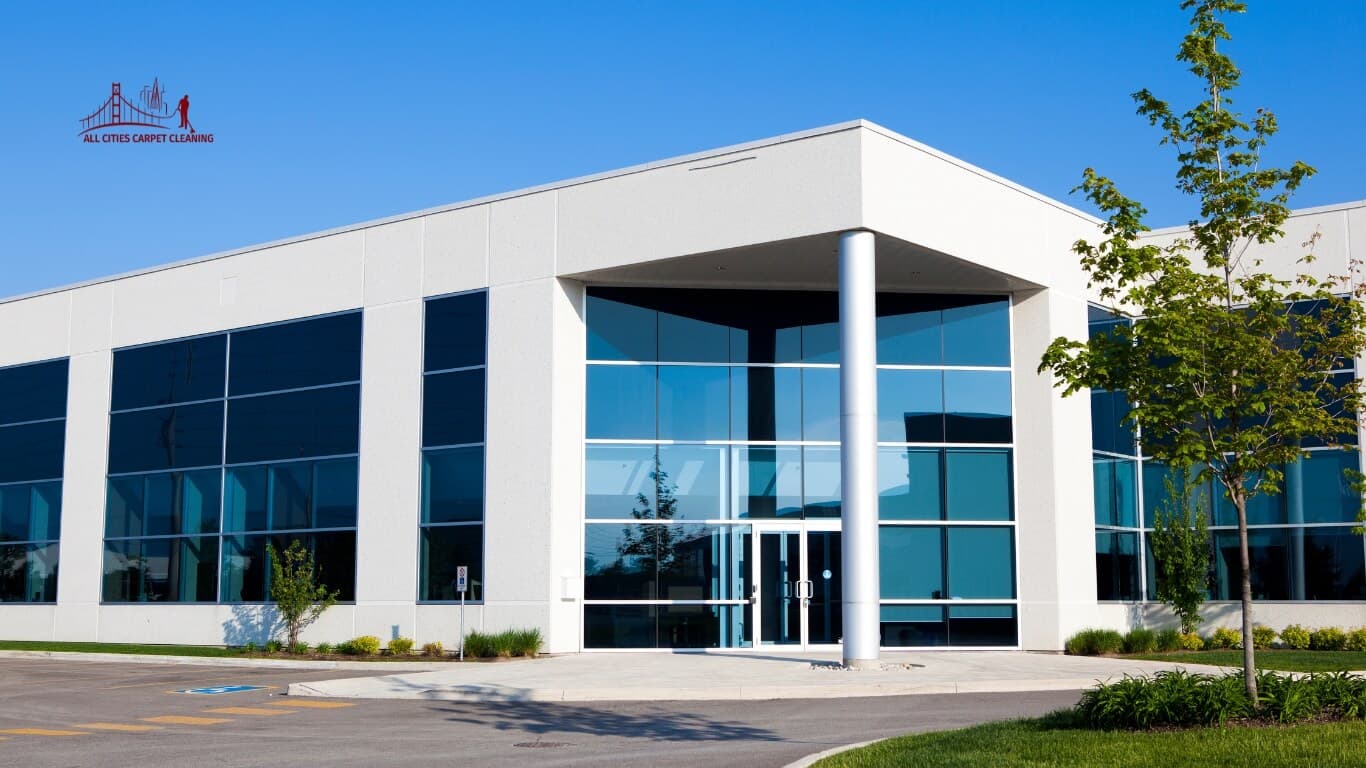 Professional commercial office building exterior representing business and commercial cleaning services